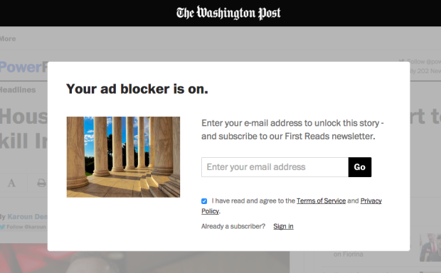 Washington Post blocks Adblock